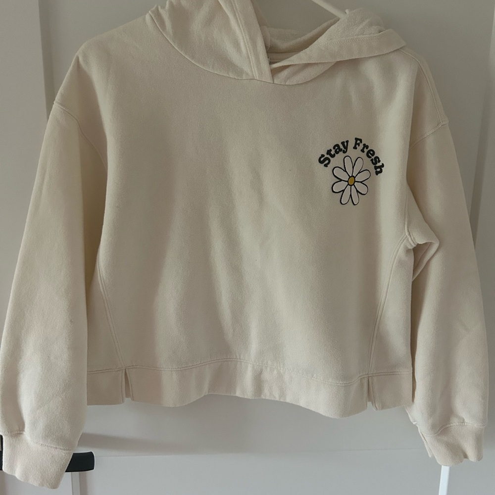 Old Navy Cream Hoodie with Floral Graphic